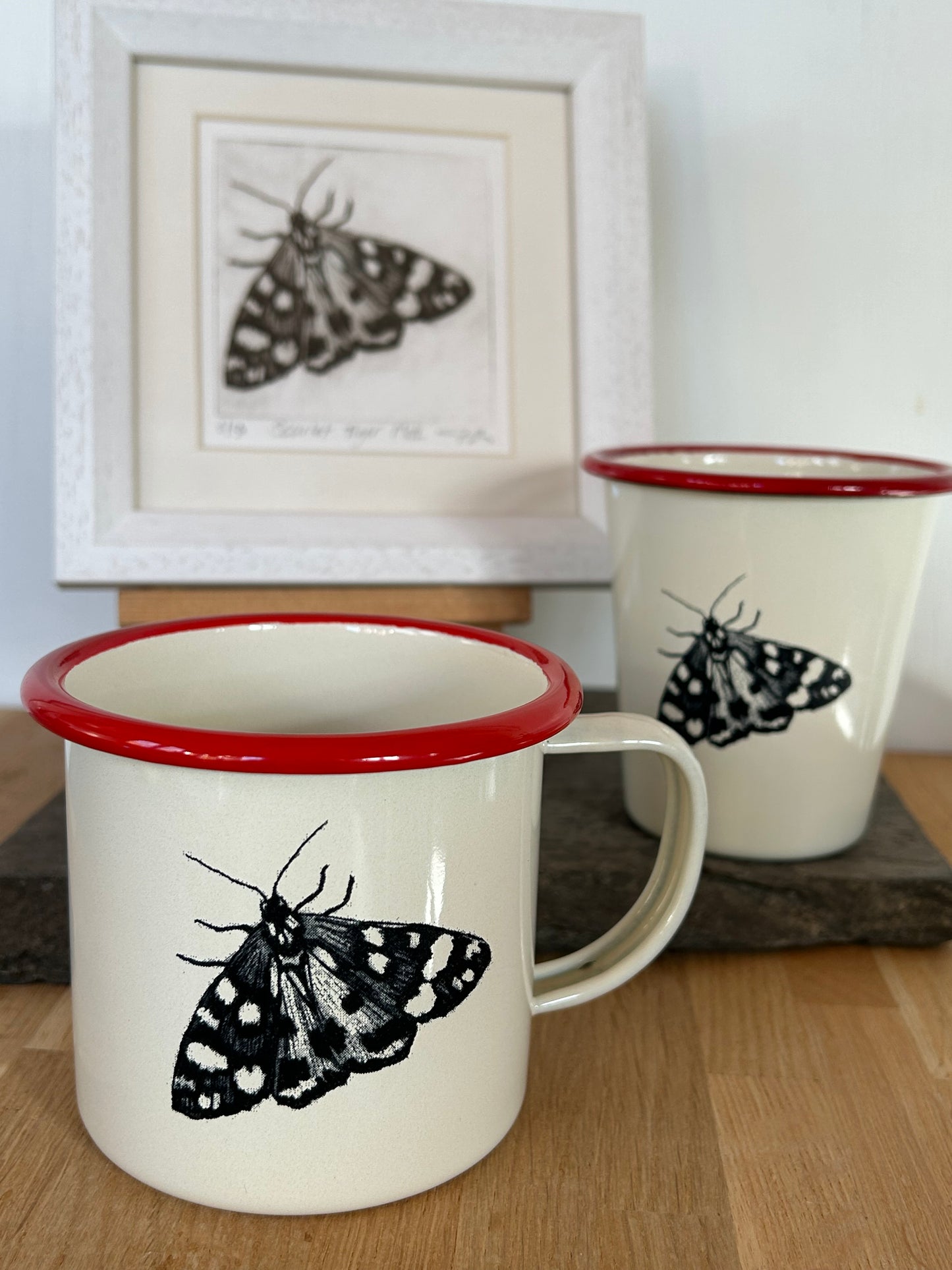 Tiger Moth Etched Enamelware Mug