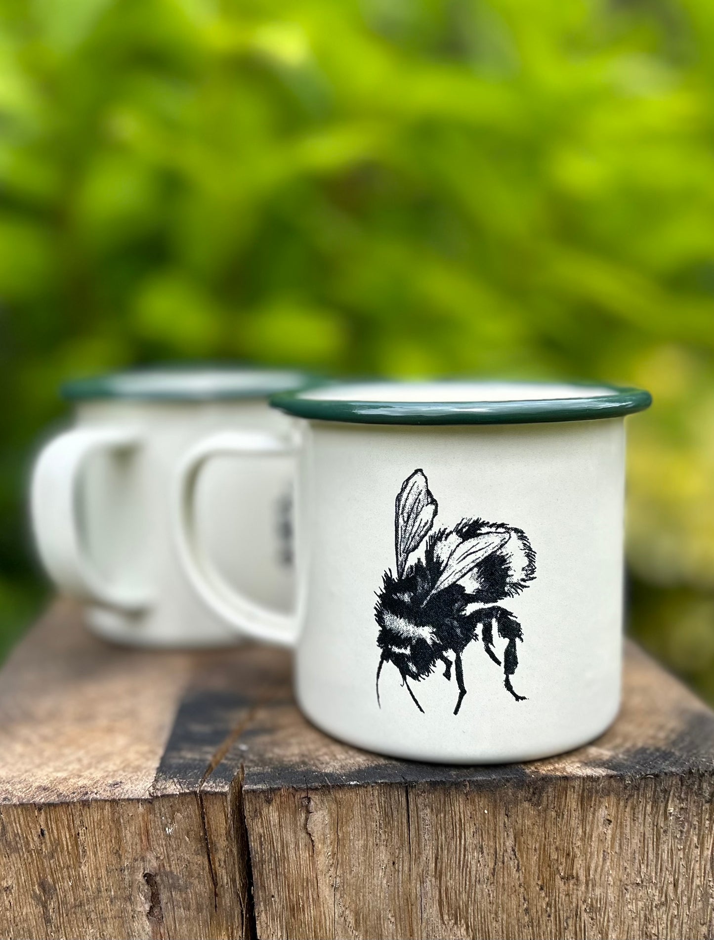 Bee Etched Enamelware Mug