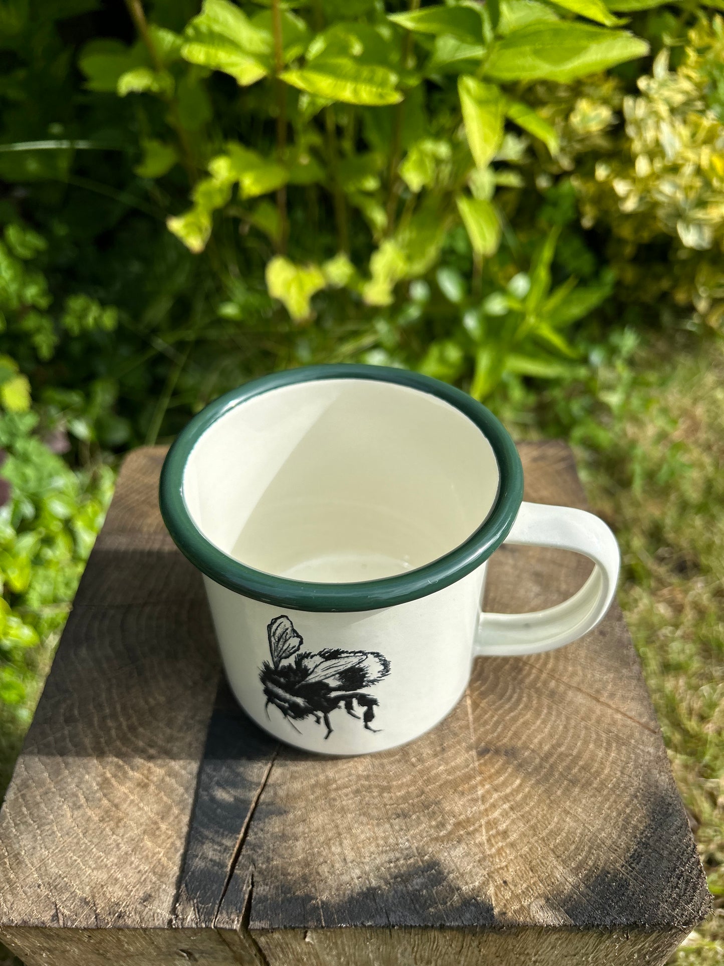 Bee Etched Enamelware Mug