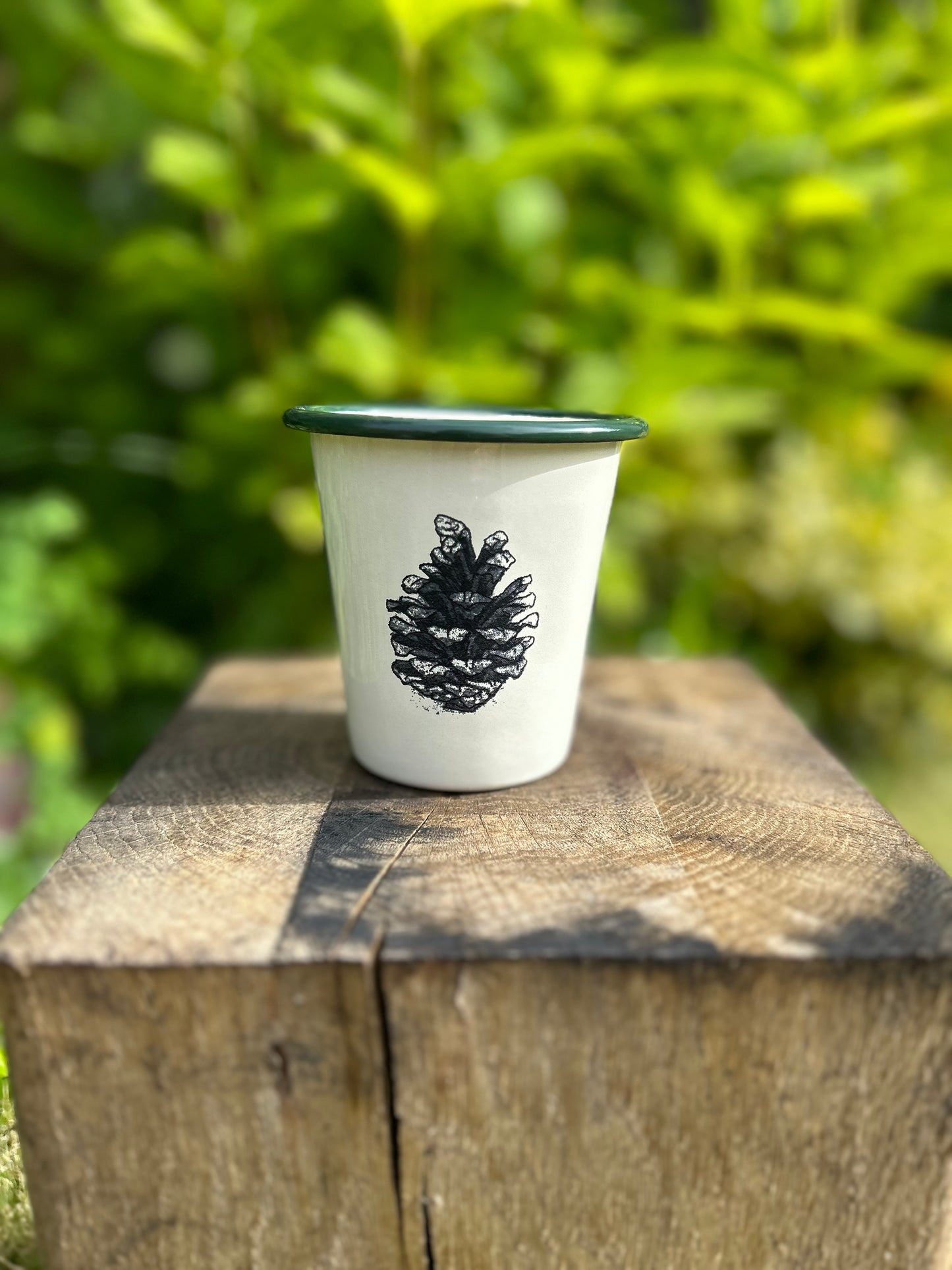 Pinecone Etched Enamelware Tumbler