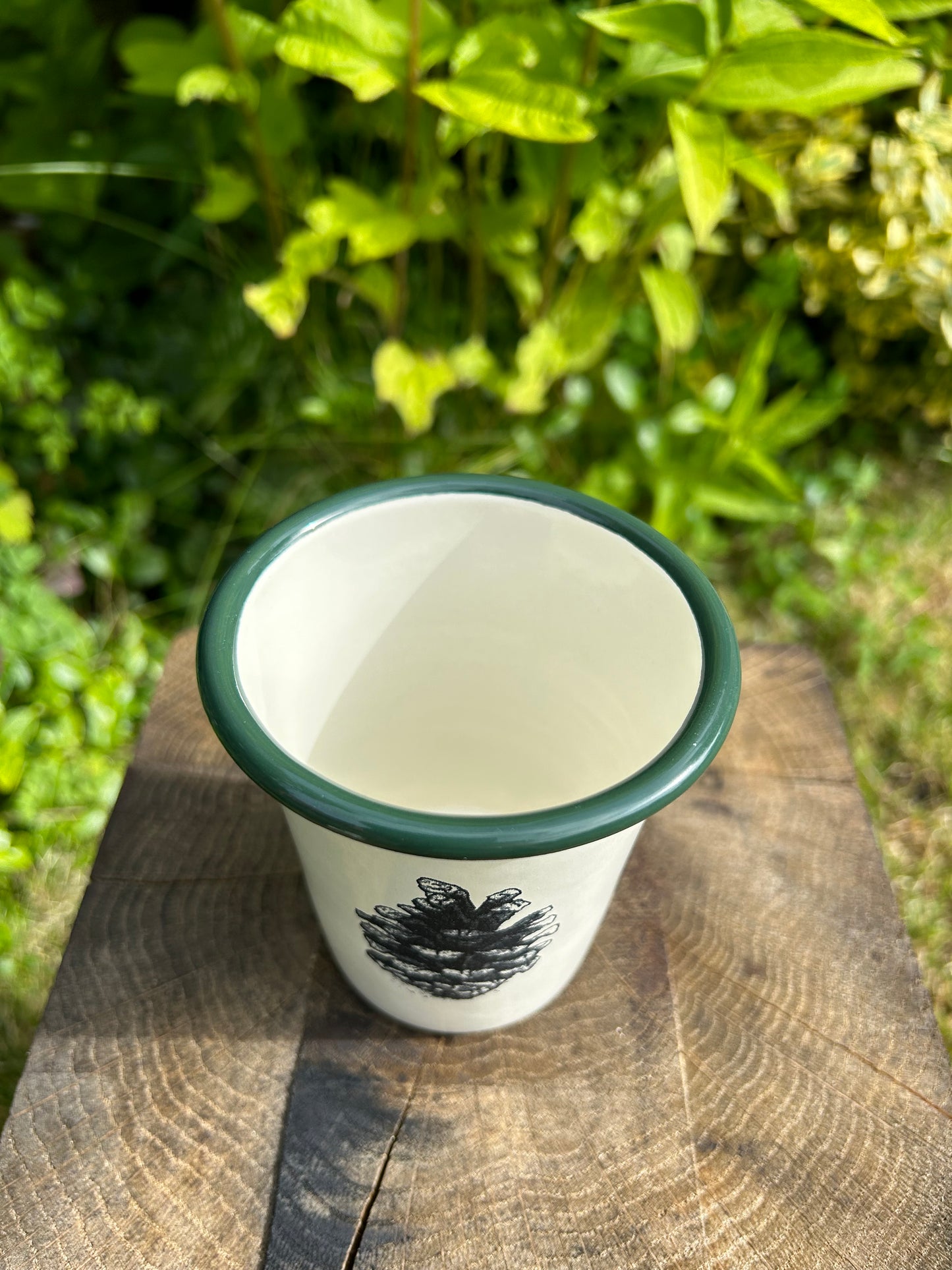 Pinecone Etched Enamelware Tumbler