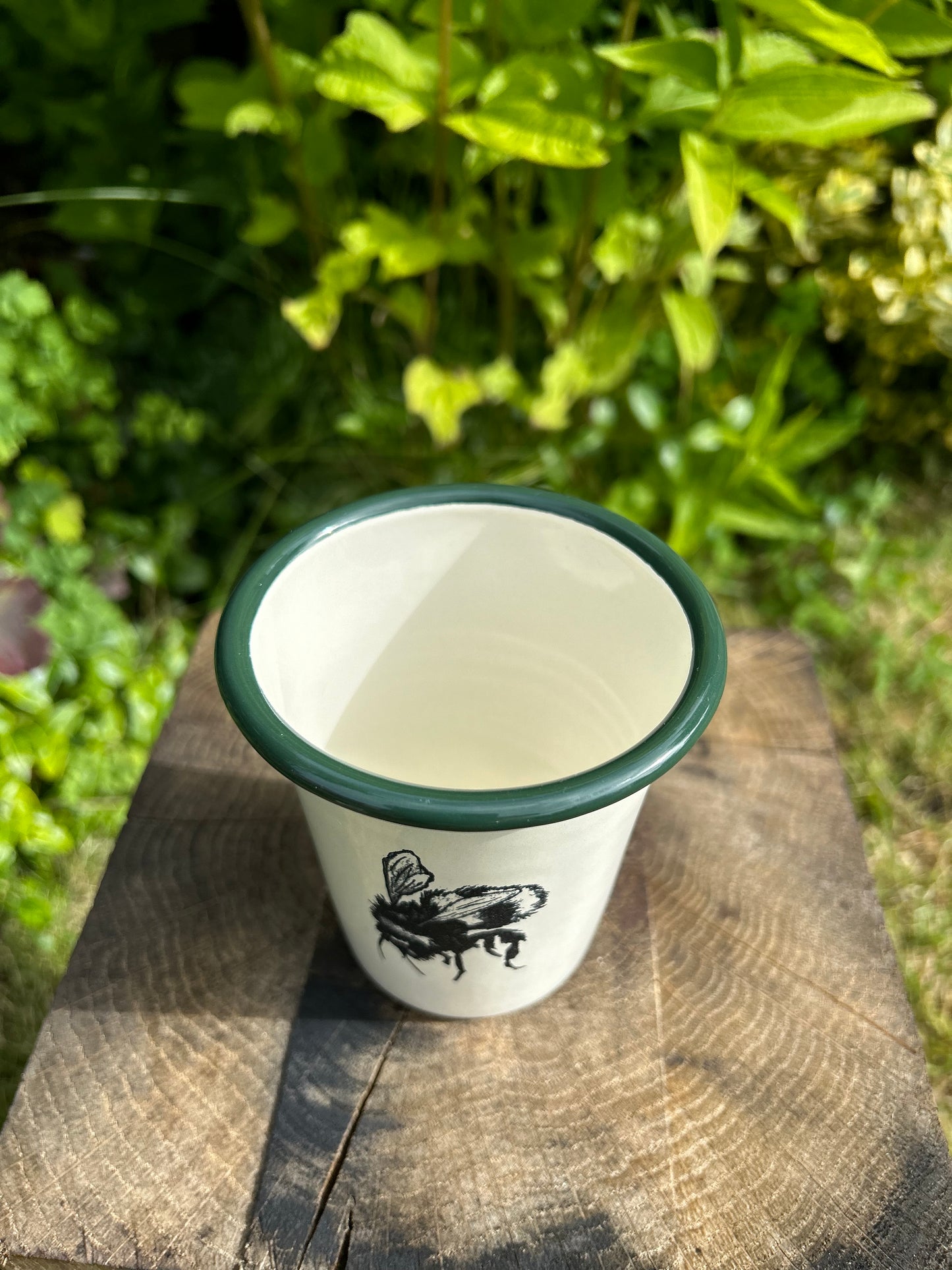 Bee Etched Enamelware Tumbler