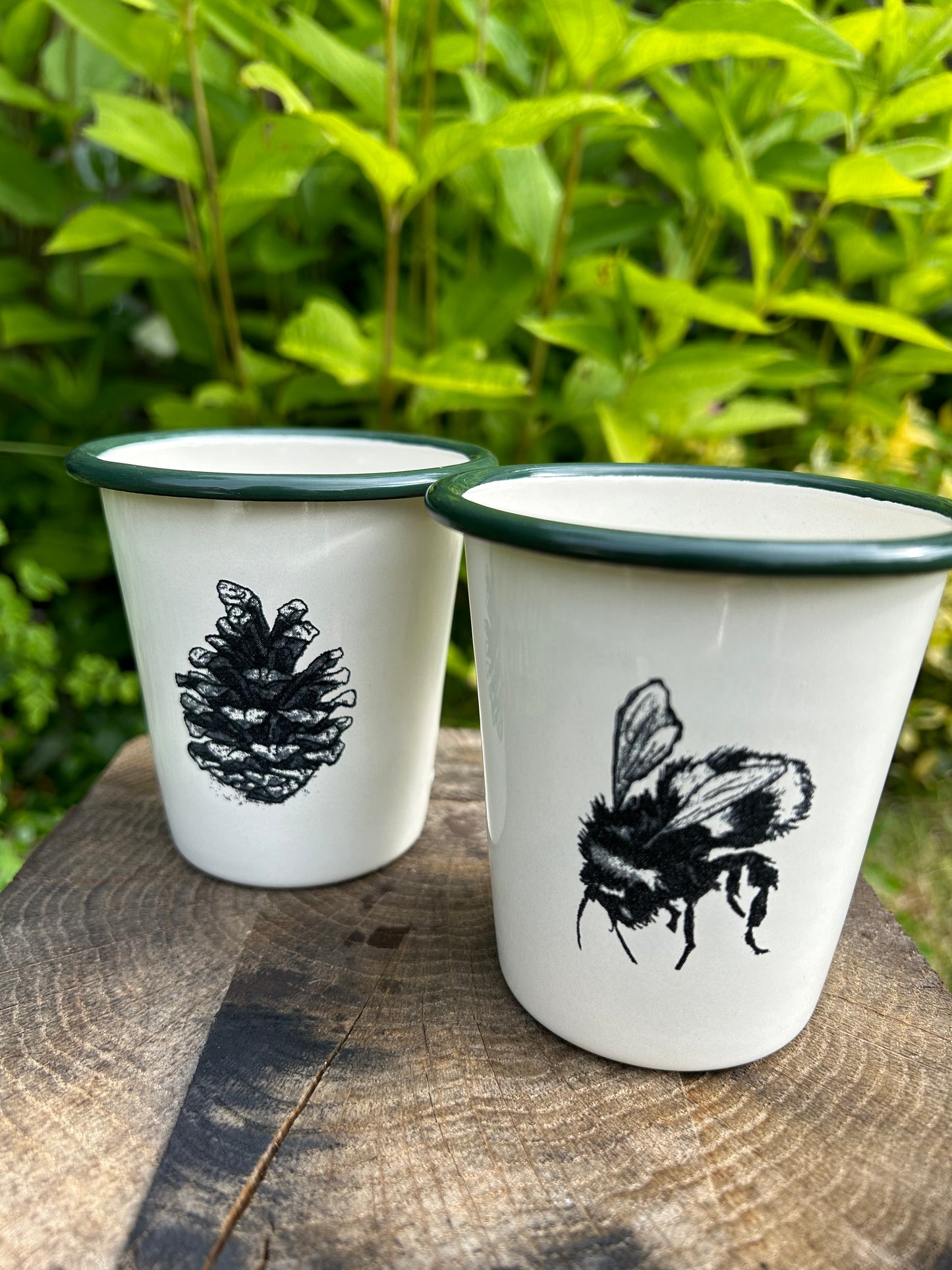 Bee Etched Enamelware Tumbler