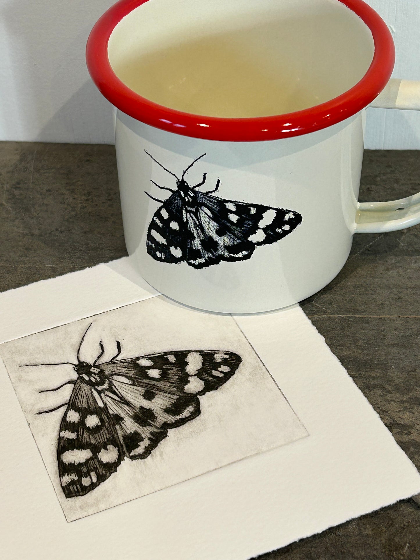 Tiger Moth Etched Enamelware Mug