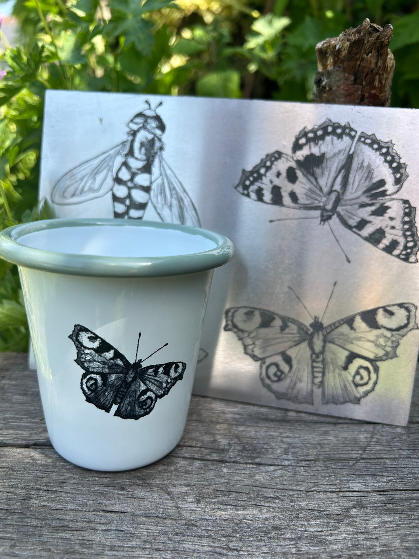 Peacock Butterfly Enamelware Tumbler