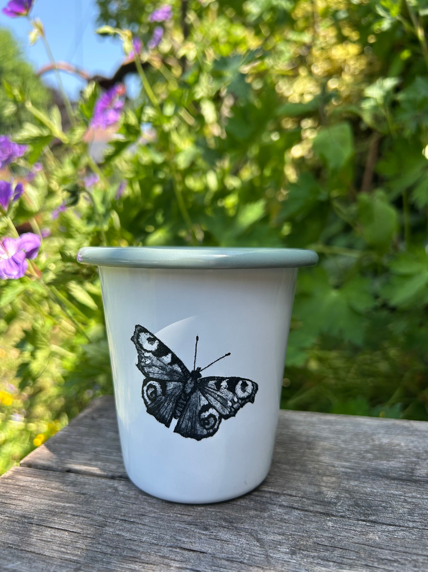 Peacock Butterfly Enamelware Tumbler