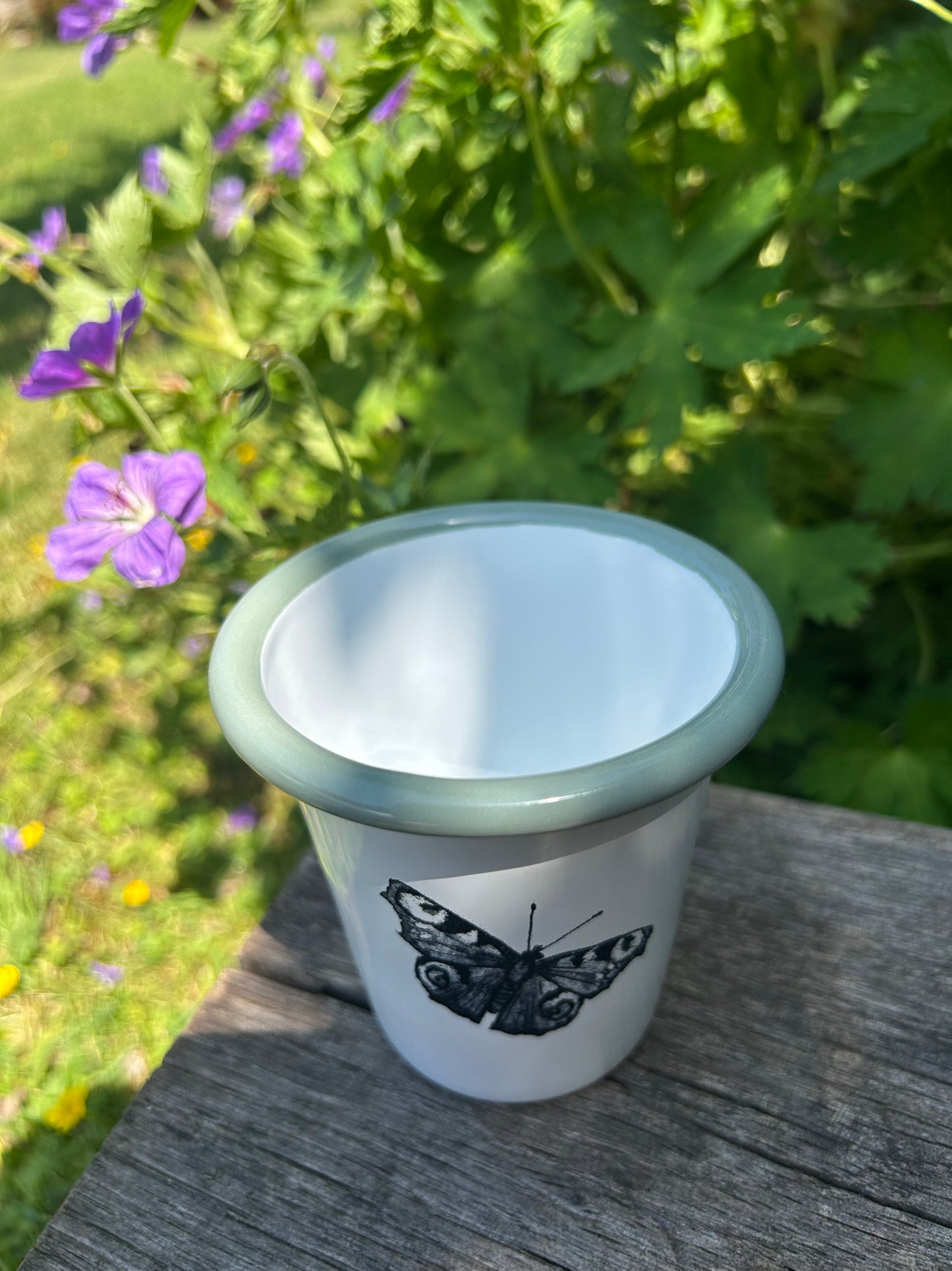 Peacock Butterfly Enamelware Tumbler