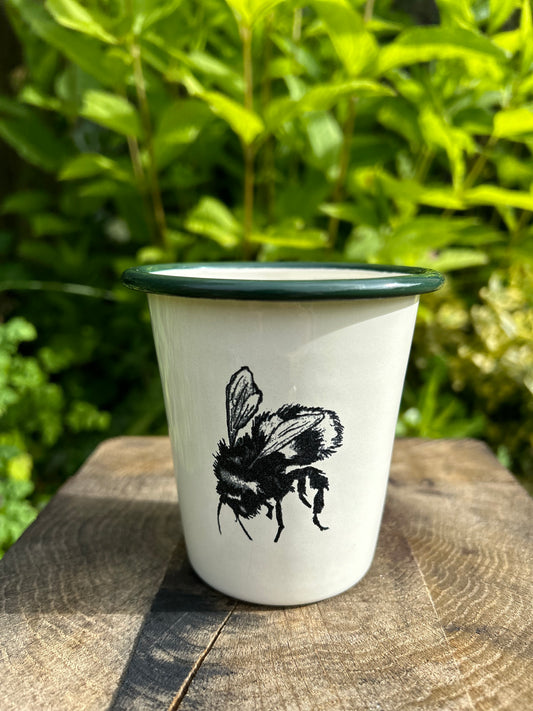 Bee Etched Enamelware Tumbler