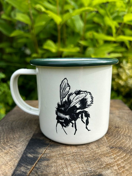 Bee Etched Enamelware Mug