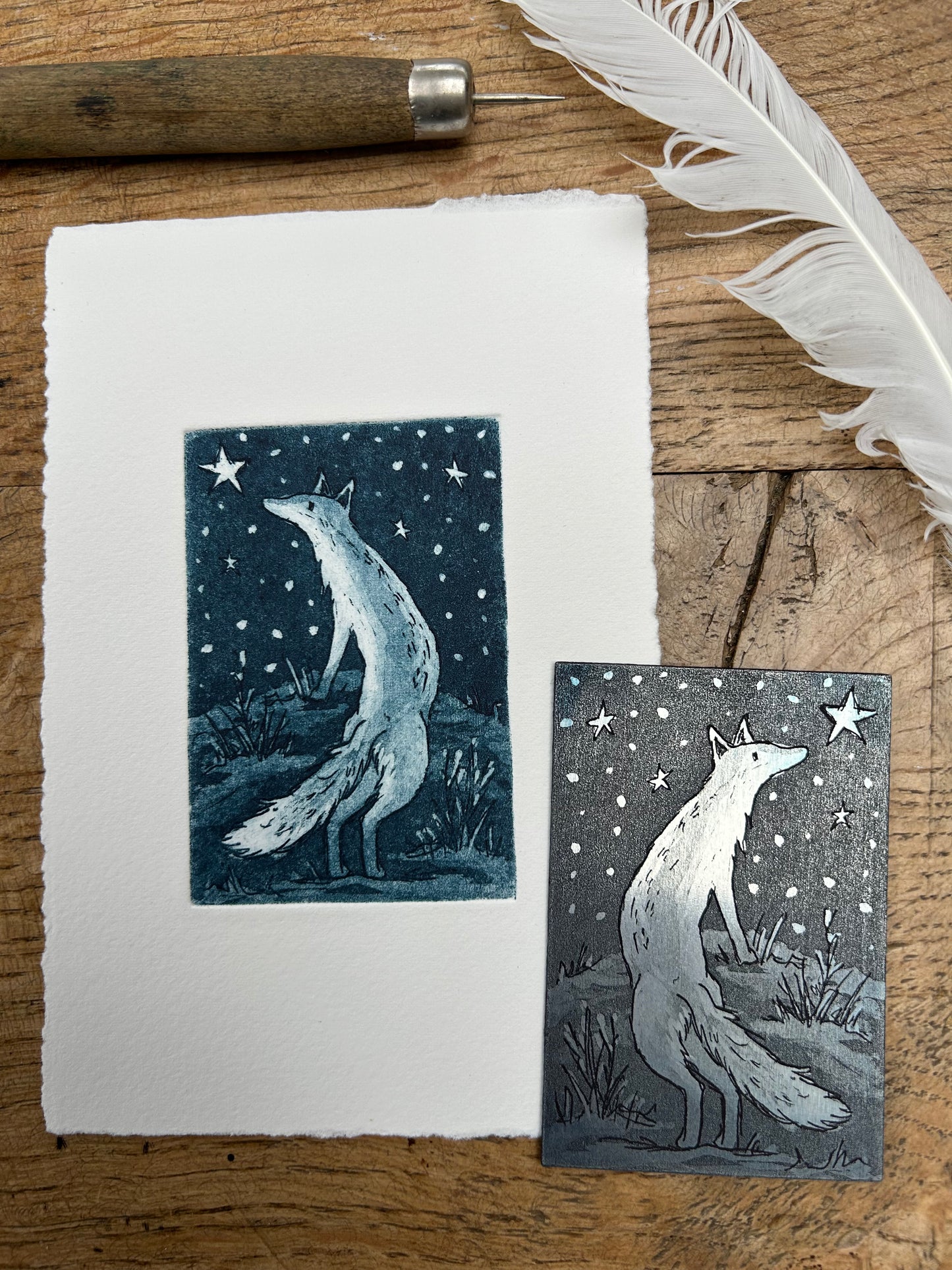 Midnight Fox Mini-print