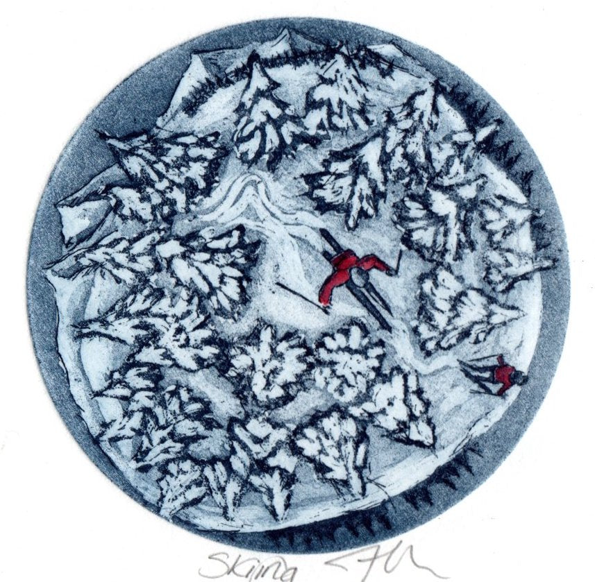 Skiing - Etching